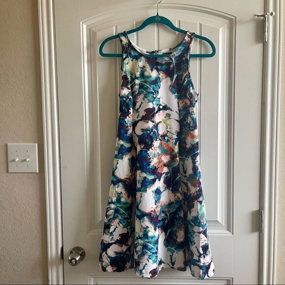 Worthington Blue Floral Sleeveless Fit & Flare Midi Dress; SZ 6; BNWT - Picture 1 of 8